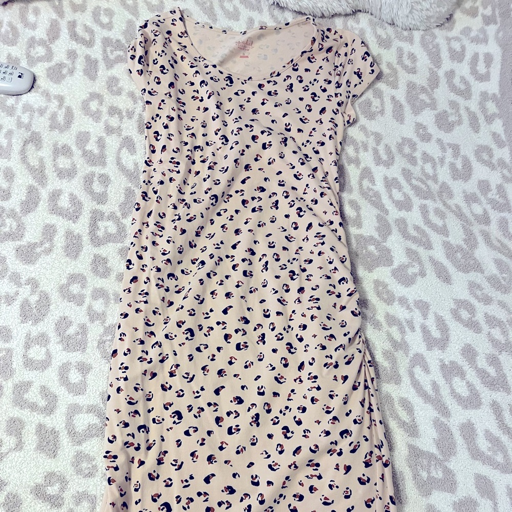 Isabel Maternity Ruched Leopard Dress- Size small